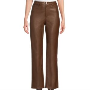 NOBO No Bpundaries Hot Chocolate Brown Straight Leg High Rise Faux Leather Pant